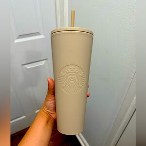 Starbucks Matte Beige Tumbler with Straw